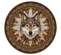 Loup Portant Une Coiffe amérindienne, Motif Mandala Cadeau Unique Décoration Intérieure Jeu ÉduChatif Challenge Toy Adultes & Enfants des 14 Ans 1000pcs (67.5x67.5cm)