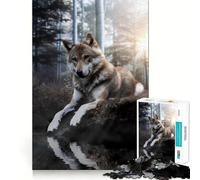 Loup profitant du Lever du Soleil Puzzle de 1000 pièces pour Adolescents Stimulation Cognitive Amusant Emboîtement sûr Pas de pièces Qui se détachent Une façon captivante de Passer Le Temps Libre