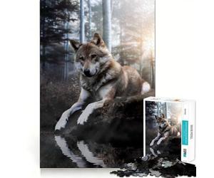 Loup profitant du Lever du Soleil Puzzle de 1000 pièces pour Adolescents Stimulation Cognitive Amusant Emboîtement sûr Pas de pièces Qui se détachent Une façon captivante de Passer Le Temps Libre