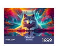 Loup Puzzle 1000 Pieces Cadeau Unique Animaux Jeu Éducatif Challenge Toy À De Qualité Supérieure Peinture Art pour Adultes Enfants 70x50cm/1000pcs