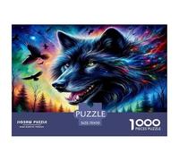 Loup Puzzle 1000 Pièces Cadeau Unique Animaux Jeu Éducatif Challenge Toy À De Qualité Supérieure Peinture Art pour Adultes Et Enfants À Partir De 14 Ans 70x50cm/1000pcs