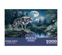 Loup Puzzle 1000 Pieces Cadeau Unique Animaux Jeu Éducatif Challenge Toy À De Qualité Supérieure Peinture Art pour Adultes Enfants 38x26cm/1000pcs