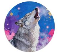 Loup, Puzzle 1000 Pièces en Forme Ronde, Jeu Captivant Et Relaxant, Parfait pour Cadeau Ou Décoration, Conseillé Dès 8 Ans,Style Peint Animal, 1000pcs (67.5x67.5cm)