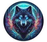 Loup Puzzle 1000 Pièces Familial Pression Réduite Animaux puissants Puzzle Rond DIY pour Adultes Et Enfants1000pcs (67.5x67.5cm)