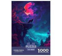 Loup Puzzle 1000 Pièces Fantasy Montagnes and Forêts Puzzles Difficile Et Stimulant Décoration Intérieure en Carton 100% Recyclé pour Les Amateurs De Puzzles 38x26cm/1000pcs