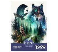 Loup Puzzle 1000 Pièces Jeu Éducatif Jeu De Défi Mystic Loup in The Wilderness Le Cadeau Parfait pour La Famille Et Amis, Adultes Et Enfants 52x38cm/1000pcs