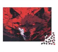 Loup Puzzle 1000 Pièces Jouet en Bois Divertissement Créatif De l'art De La Décoration Yeux Rouges Challenge Toy Adultes & Enfants des 14 Ans 1000pcs (75x50cm)