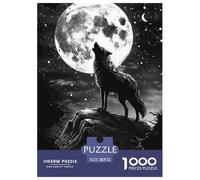 Loup Puzzle 1000 Pièces Pleine Lune Puzzles Jeu D'Intelligence Décoration Intérieure en Carton 100% Recyclé pour Les Amateurs De Puzzles 52x38cm/1000pcs