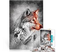 Loup Puzzle 1000 pièces pour Adolescents Jeu Familial Anti-Stress Défi Difficile Collection d'artistes, Beaux-Arts 38x26cm