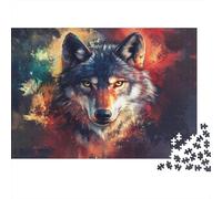 Loup Puzzle 1000 Pieces pour Adultes Couleurs oniriques Un Jeu De Dexérité Très Difficile Puzzle en Bois Jeu D'intelligence Un Jeu Cadeau Original 1000pcs (75x50cm)