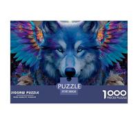 Loup Puzzle 1000 Pièces Wild Animal -soirée Jeu Esprit Puzzle, Pièce Épaisses Antiglisse, Poster & Boîte Cadeau, 38x26cm/1000pcs