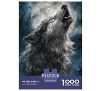 Loup Puzzle 1000 Pièces Wild Animal -soirée Jeu Esprit Puzzle, Pièce Épaisses Antiglisse, Poster & Boîte Cadeau, 70x50cm/1000pcs