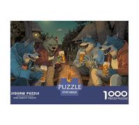 Loup Puzzle 1000 Pièces Wildlife Animal -soirée Jeu Esprit Puzzle, Pièce Épaisses Antiglisse, Poster & Boîte Cadeau, 38x26cm/1000pcs