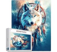 Loup Puzzle 1500 Pièces Adultes, Grand Bois Puzzle Attrape-rêves Motif Désign, 87x57cm Jigsaw Bricolage Artisanat 14 Ans Activité Familiale avec Emballage Cadeau pour Decoration Murale Maison,Model734