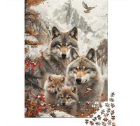 Loup Puzzle À 1000 Morceaux Papier Épais Autumn Loup Pack Puzzle Familial Parents-Enfants Compatible Plateau Heures Divertissement Garanties Divertissement 52x38cm/1000pcs