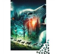 Loup Puzzle À 1000 Morceaux Papier Épais Forest Loup Art Puzzle Familial Parents-Enfants Activité Lien Familial Compatible Plateau Loisirs Maison 52x38cm/1000pcs