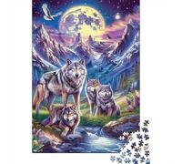 Loup Puzzle À 1000 Morceaux Papier Épais Loup Pack Stream Puzzle Familial Passionnés Casse-tête Compatible Plateau Heures Divertissement Garanties 52x38cm/1000pcs