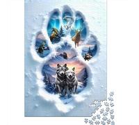 Loup Puzzle À 1000 Morceaux Papier Épais Moon Loup Pack Puzzle Familial Passionnés De Casse-tête Compatible Plateau Activité Lien Familial 52x38cm/1000pcs