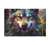 Loup Puzzle Adulte 1000 Pièces Artisanat Cadeau Famille Puzzles Classique 3D Puzzle Jouet en Bois Cadeau Unique Décoration Intérieure （75×50cm）