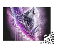 Loup Puzzle pour Adultes Puzzle 1000 Pièces Plume Violette Jeu de Puzzle 1000 Pièces Papier Détente Décoration Cadeau 38x26cm/1000pcs
