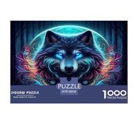 Loup Puzzles 1000 Pièces Cadeau Unique Animaux Jeu Éducatif Challenge Toy À De Qualité Supérieure Peinture Art pour Adultes Et Enfants À Partir De 14 Ans 38x26cm/1000pcs