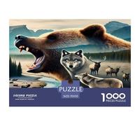 Loup Puzzles 1000 Pieces Cadeau Unique Animaux Jeu Éducatif Challenge Toy À De Qualité Supérieure Peinture Art pour Adultes Enfants 70x50cm/1000pcs
