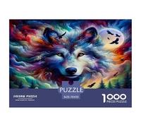 Loup Puzzles 1000 Pièces Cadeau Unique Animaux Jeu Éducatif Challenge Toy À De Qualité Supérieure Peinture Art pour Adultes Enfants 70x50cm/1000pcs