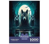 Loup Puzzles 1000 Pièces Cadeau Unique Jeu Éduchatif Challenge Toy À De Qualité Supérieure Peinture Art pour Adultes Et Enfants À Partir De 14 Ans 70x50cm/1000pcs