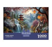 Loup Puzzles 1000 Pièces Cadeau Unique Montagne de Style Japonais Challenge Toy À De Qualité Supérieure Peinture Art pour Adultes Et Enfants 70x50cm/1000pcs