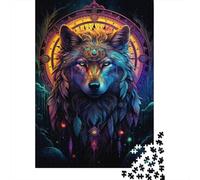 Loup Puzzles 1000 Pieces Cadeau Unique Totem mystérieux Challenge Toy À De Qualité Supérieure Peinture Art pour Adultes Et Enfants À Partir De 14 Ans 1000pcs (75x50cm)