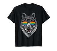 Loup Rainbow Flag Lunettes de soleil LGBT Gay Pride T-Shirt