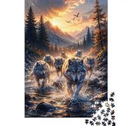Loup Rivière Forêt 1000 Pièces Mini Puzzle pour Adultes Idée Cadeau | 52x38cm Papier Amateurs De Puzzles Détente Jeu De Puzzle Cadeau Ami Décoration Maison