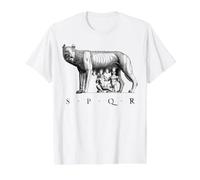 Loup Romain de Rome SPQR Romulus Remus T-Shirt Graphique avec Valeur, Homme, Blanc, M