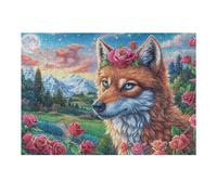 Loup Rose Forêt Fleurie Faune Sauvage Nature Sauvage Puzzle 300 Pièces pour Adultes Amusant Captivant Et Relaxant Parfait pour Hobby Et Famille 300 PCS（40x28cm）