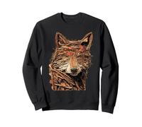 Loup Rustique avec brindilles, Feuilles d'automne, Art Animal d'automne Sweatshirt