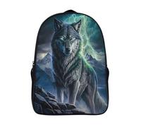 loup sac à dos d'école à la durable sac scolaire de voyage 2 compartiment pour élèves primaire et secondaire debout au sommet de la colline imprimé 3d sac à dos-16,pour l'école les voyages affaires