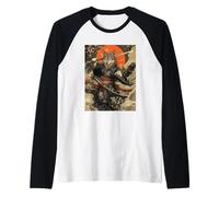 Loup Samouraï Japonais Kanagawa Wave Loups Drôles Manche Raglan