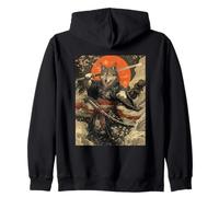 Loup Samouraï Japonais Kanagawa Wave Loups Drôles Sweat à Capuche