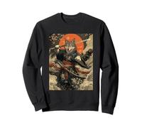 Loup Samouraï Japonais Kanagawa Wave Loups Drôles Sweatshirt