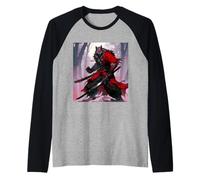 Loup samouraï Vintage Ukiyo-e Warrior Art Japonais Manche Raglan