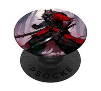 Loup samouraï Vintage Ukiyo-e Warrior Art Japonais PopSockets PopGrip Adhésif