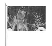 Loup sauvage imprimé,Drapeau de jardin, bannière décorative, drapeau double face, 2 x 3 pieds, pour extérieur et intérieur