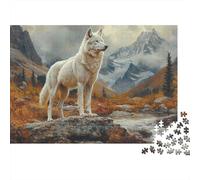 Loup Solitaire dans la vallée de la Montagne 1000 Piece Puzzles Adults and Children Faune Sauvage Cadeau pour La Famille Loisir Créatif Tableau Décoratif Jeu Stimulant 38x26cm/1000pcs
