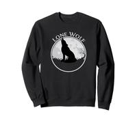 Loup Solitaire Hurlant à la Lune dans Le cimetière Niveaux de Gris Sweatshirt