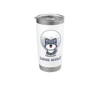 Loup solitaire mignon adorable kawaii animaux loup Gobelet isotherme en acier inoxydable double paroi