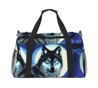 Loup sous la lune. C'est un sac de voyage à main avec une grande capacité et multifonctionnel, un incontournable pour les voyages en plein air
