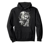 Loup Style années 90 Vintage esthétique Y2K Loup Hurlant Lune Sweat à Capuche