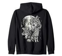 Loup Style années 90 Vintage esthétique Y2K Loup Lune Faune Sweat à Capuche