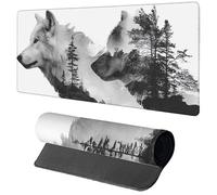 Loup Tapis de Souris 1200x600x3mm, Tapis de Souris XXL Gaming Abstrait, Grand sous Main Bureau avec Rubber Base, Gaming Accessoire Bureau, Haute Précision et Vitesse Mouse Pad, pour Gamer, PC G-1409