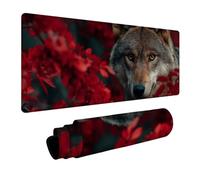 Loup Tapis de Souris XXL, Grand sous Main Bureau 700x400x3mm Feuilles, Haute Précision et Vitesse Mouse Pad, Desk Mat avec Base en Caoutchouc, Gaming Accessoire Bureau, pour PC Gamer, Laptop P-4750